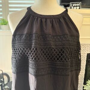 Black Halter Dress with Lace Detail